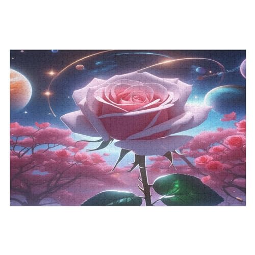 Sternenhimmel Rose 1000 Teile Puzzle Für Erwachsene, Herausforderung Puzzles - Verringerter Druck Schwieriges Holzpuzzle Für Kinder 12+ （75×50cm） von PPZYY