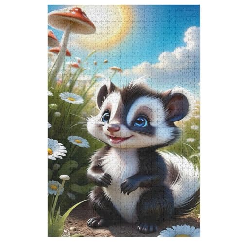 Stinktier -Puzzle, 1000 Teile,Holzpuzzle Für Erwachsene Kinder, Lustiges Spielzeug, Denkspiel, Bildungsspiel, （78×53cm） von PPZYY