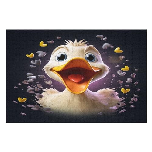 Süße Ente Puzzle 1000 Teile, Holzpuzzle Für Erwachsene Kinder, Impossible Puzzles, Geschicklichkeitsspiel Für Die Ganze Familie （75×50cm） von PPZYY
