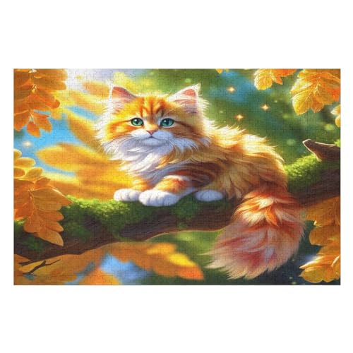 Süße Katze 1000 Teile Puzzles Für Erwachsene, Impossible Puzzle, Geschicklichkeitsspiel Für Die Ganze Familie, Kinder Holzpuzzle （75×50cm） von PPZYY