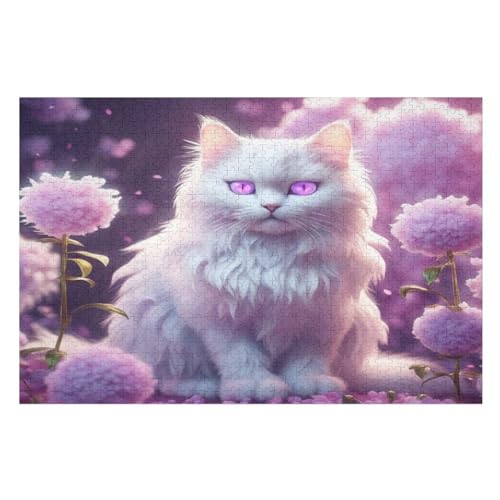 Süße Katze 1000 Teile Puzzles Für Erwachsene, Impossible Puzzle, Geschicklichkeitsspiel Für Die Ganze Familie, Kinder Holzpuzzle （75×50cm） von PPZYY