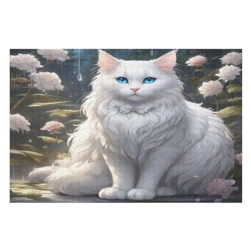Süße Katze Puzzle 1000 Teile, Holzpuzzle Herausforderndes Geschicklichkeitsspiel Für Die Ganze Familie, Kinder Erwachsenenpuzzle Ab 12 Jahren （75×50cm） von PPZYY