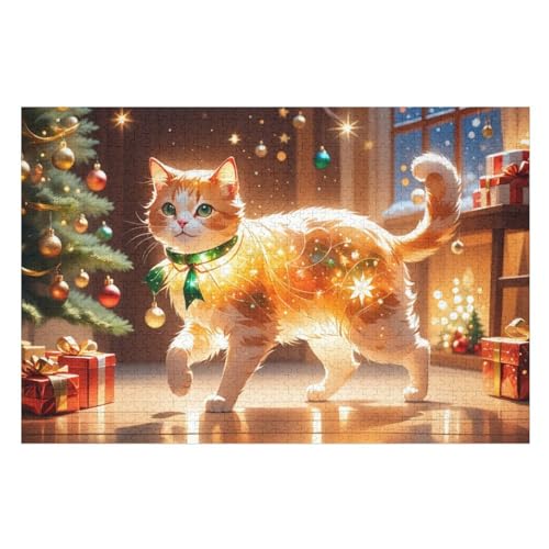 Süße Katze Puzzles 1000 Teile Erwachsener Kniffel Spaß Für Die Ganze Familie, Holzpuzzle Kinder Erwachsene, Impossible Puzzle Schwer （75×50cm） von PPZYY