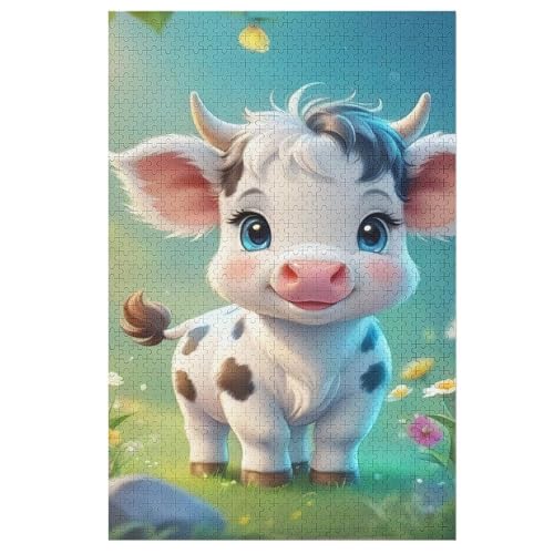 Süße Kuh Holzpuzzle 1000 Teile, Knobelspiele Für Erwachsene, Teenager, Puzzles Unmögliche - Kinder Puzzle Zimmer Deko （78×53cm） von PPZYY