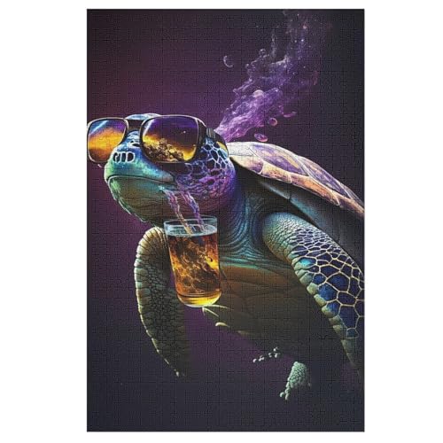 Süße Schildkröte Holzpuzzle 1000 Teile, Knobelspiele Für Erwachsene, Teenager, Puzzles Unmögliche - Kinder Puzzle Zimmer Deko （78×53cm） von PPZYY