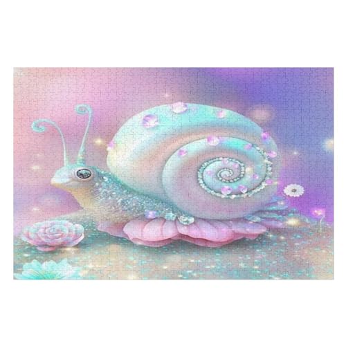 Süße Schnecke Puzzles 1000 Teile Erwachsener Kniffel Spaß Für Die Ganze Familie, Holzpuzzle Kinder Erwachsene, Impossible Puzzle Schwer （75×50cm） von PPZYY