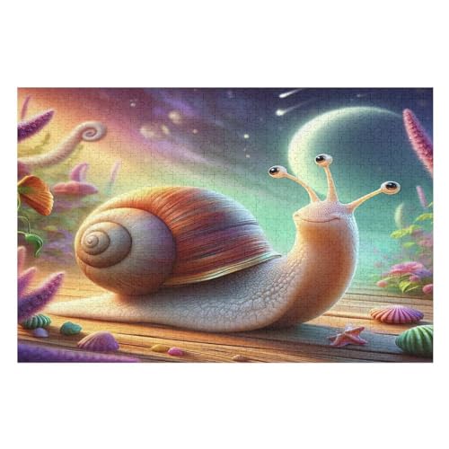 Süße Schnecke Puzzles 1000 Teile Erwachsener Kniffel Spaß Für Die Ganze Familie, Holzpuzzle Kinder Erwachsene, Impossible Puzzle Schwer （75×50cm） von PPZYY