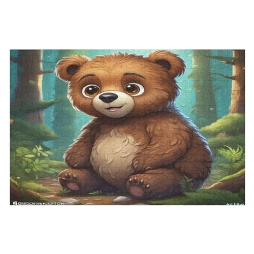 Süßer Bär Puzzle 1000 Teile, Holzpuzzle Für Erwachsene Kinder, Impossible Puzzles, Geschicklichkeitsspiel Für Die Ganze Familie （75×50cm） von PPZYY