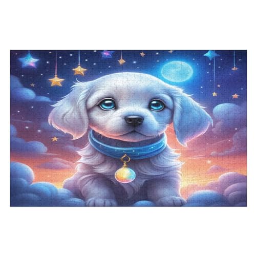 Süßer Hund Holzpuzzle - 1000 Teiliges Jigsaw Knobelspiel - Puzzle Für Erwachsene & Kinder - Outdoor & Reisespielzeug （75×50cm） von PPZYY