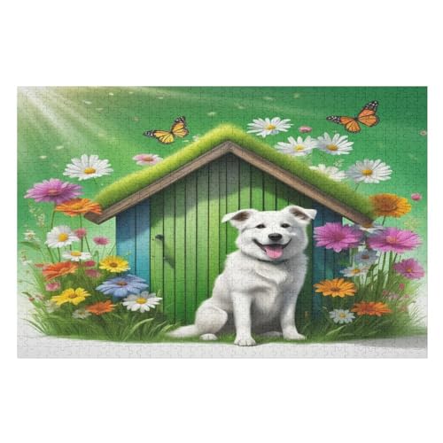 Süßer Hund Holzpuzzle - 1000 Teiliges Jigsaw Knobelspiel - Puzzle Für Erwachsene & Kinder - Outdoor & Reisespielzeug （75×50cm） von PPZYY