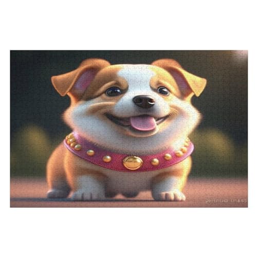 Süßer Hund Puzzle Für Erwachsene,1000-teiliges Puzzles, Für Kinder,Holzpuzzle,Lernspielzeug, （75×50cm） von PPZYY
