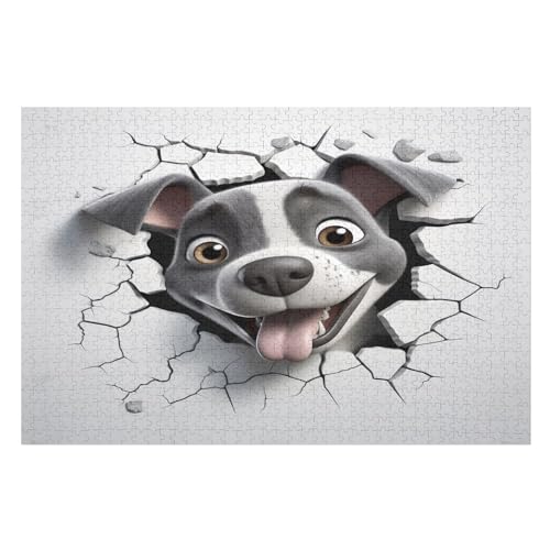 Süßer Hund Puzzles 1000 Teile Erwachsener Kniffel Spaß Für Die Ganze Familie, Holzpuzzle Kinder Erwachsene, Impossible Puzzle Schwer （75×50cm） von PPZYY