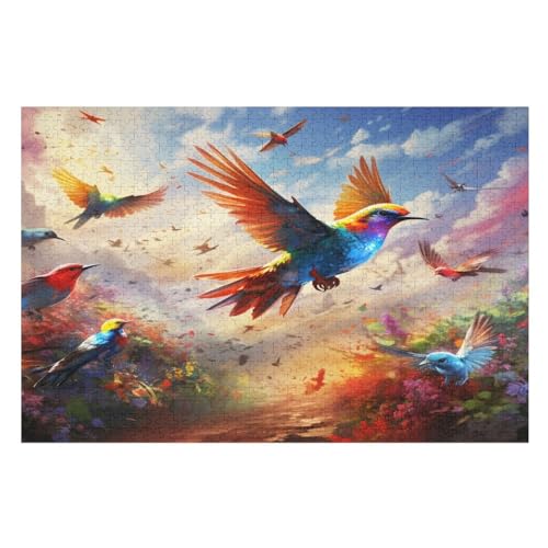 Süßer Vogel Holzpuzzle - 1000 Teiliges Jigsaw Knobelspiel - Puzzle Für Erwachsene & Kinder - Outdoor & Reisespielzeug （75×50cm） von PPZYY
