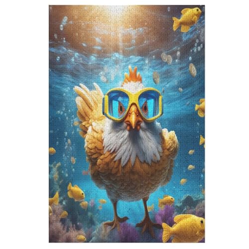 Süßes Huhn Puzzles 1000 Teile Erwachsener Kniffel Spaß Für Die Ganze Familie, Holzpuzzle Kinder Erwachsene, Impossible Puzzle Schwer （78×53cm） von PPZYY