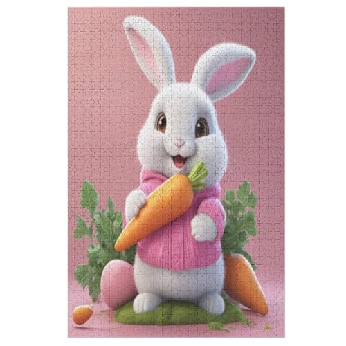 Süßes Kaninchen 1000 Teile Puzzles Für Erwachsene, Impossible Puzzle, Geschicklichkeitsspiel Für Die Ganze Familie, Kinder Holzpuzzle （78×53cm） von PPZYY