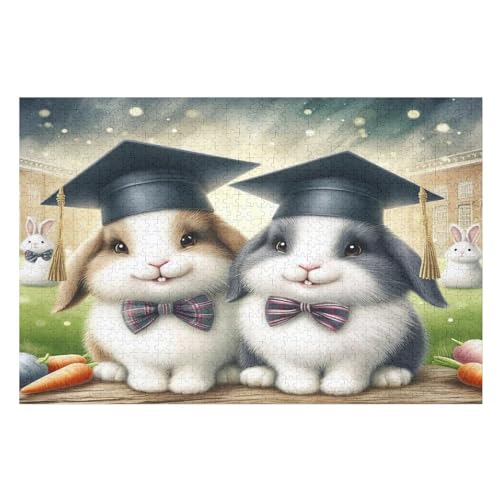 Süßes Kaninchen Puzzle 1000 Teile, Holzpuzzle Für Erwachsene Kinder, Impossible Puzzles, Geschicklichkeitsspiel Für Die Ganze Familie （75×50cm） von PPZYY