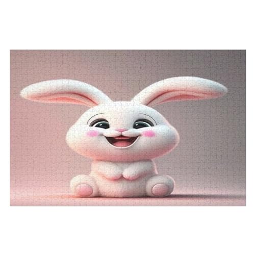 Süßes Kaninchen Puzzles 1000 Teile Erwachsener Kniffel Spaß Für Die Ganze Familie, Holzpuzzle Kinder Erwachsene, Impossible Puzzle Schwer （75×50cm） von PPZYY