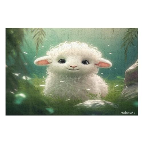 Süßes Schaf Puzzle 1000 Teile, Holzpuzzle Herausforderndes Geschicklichkeitsspiel Für Die Ganze Familie, Kinder Erwachsenenpuzzle Ab 12 Jahren （75×50cm） von PPZYY