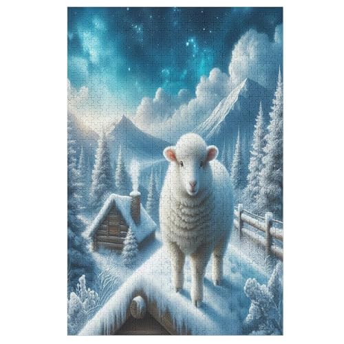 Süßes Schaf Puzzles 1000 Teile Erwachsener Kniffel Spaß Für Die Ganze Familie, Holzpuzzle Kinder Erwachsene, Impossible Puzzle Schwer （78×53cm） von PPZYY