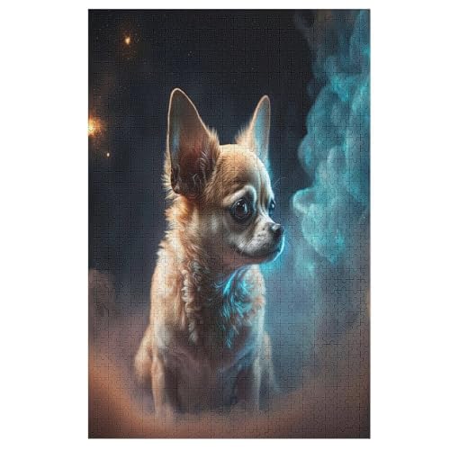 Tier-Chihuahua -Puzzle, 1000 Teile,Holzpuzzle Für Erwachsene Kinder, Lustiges Spielzeug, Denkspiel, Bildungsspiel, （78×53cm） von PPZYY