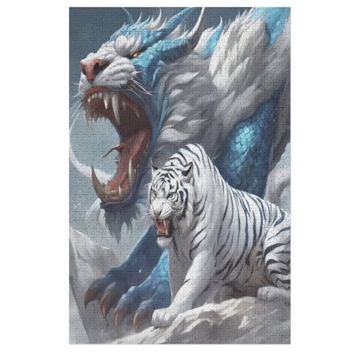 Tiger 1000 Teile Puzzles Für Erwachsene, Impossible Puzzle, Geschicklichkeitsspiel Für Die Ganze Familie, Kinder Holzpuzzle （78×53cm） von PPZYY