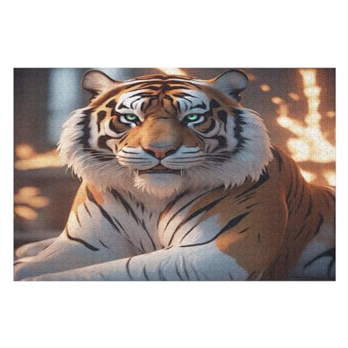 Tiger Holzpuzzle 1000 Teile Klassische Puzzles Erwachsene Kinder Puzzle DIY Kit Holzspielzeug Einzigartiges Geschenk （75×50cm） von PPZYY