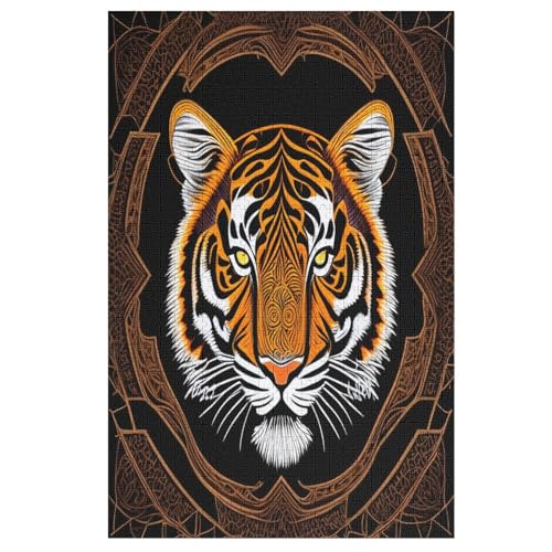 Tiger Holzpuzzle 1000 Teile Klassische Puzzles Erwachsene Kinder Puzzle DIY Kit Holzspielzeug Einzigartiges Geschenk （78×53cm） von PPZYY