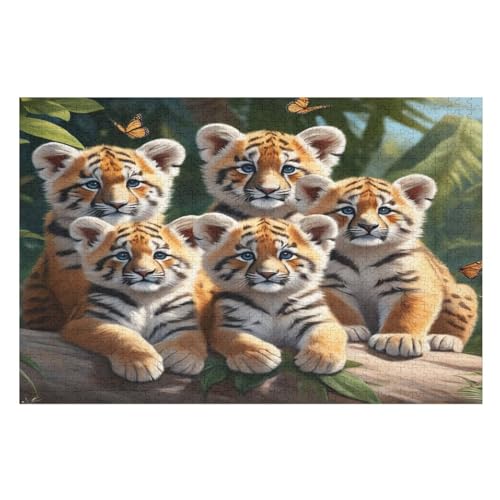Tiger -Puzzle, 1000 Teile,Holzpuzzle Für Erwachsene Kinder, Lustiges Spielzeug, Denkspiel, Bildungsspiel, （75×50cm） von PPZYY