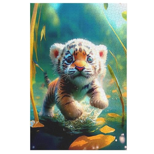 Tiger -Puzzle, 1000 Teile,Holzpuzzle Für Erwachsene Kinder, Lustiges Spielzeug, Denkspiel, Bildungsspiel, （78×53cm） von PPZYY