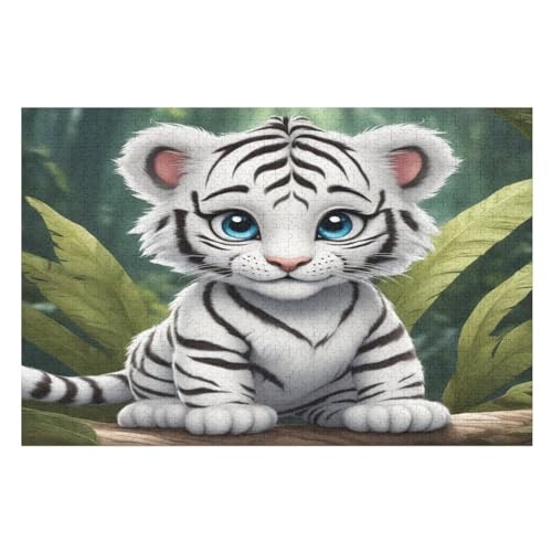 Tiger Puzzle 1000 Teile, Holzpuzzle Für Erwachsene Kinder, Impossible Puzzles, Geschicklichkeitsspiel Für Die Ganze Familie （75×50cm） von PPZYY