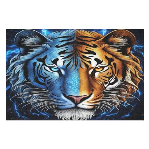 Tiger Puzzle 1000 Teile, Holzpuzzle Herausforderndes Geschicklichkeitsspiel Für Die Ganze Familie, Kinder Erwachsenenpuzzle Ab 12 Jahren （75×50cm） von PPZYY
