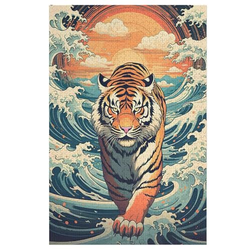 Tiger Puzzle 1000 Teile, Holzpuzzle Herausforderndes Geschicklichkeitsspiel Für Die Ganze Familie, Kinder Erwachsenenpuzzle Ab 12 Jahren （78×53cm） von PPZYY