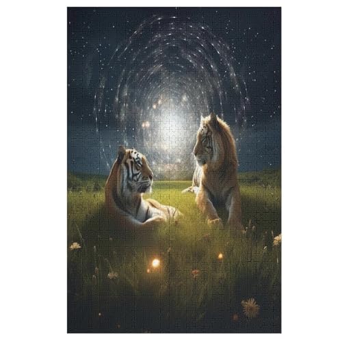 Tiger Puzzle Für Erwachsene 1000 Teile Premium 100% Recyceltes Brett Zum Lernen, Lernspielzeug, Familienspiele Kinder Holzpuzzle （78×53cm） von PPZYY