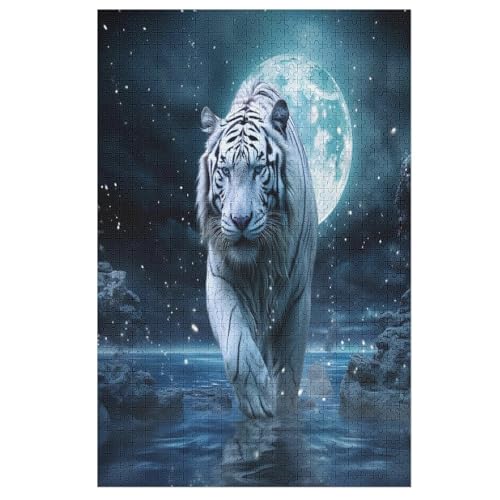 Tiger Puzzle Für Erwachsene 1000 Teile Premium 100% Recyceltes Brett Zum Lernen, Lernspielzeug, Familienspiele Kinder Holzpuzzle （78×53cm） von PPZYY
