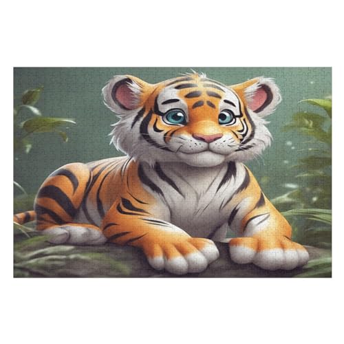 Tiger Puzzles 1000 Teile Erwachsener Kniffel Spaß Für Die Ganze Familie, Holzpuzzle Kinder Erwachsene, Impossible Puzzle Schwer （75×50cm） von PPZYY
