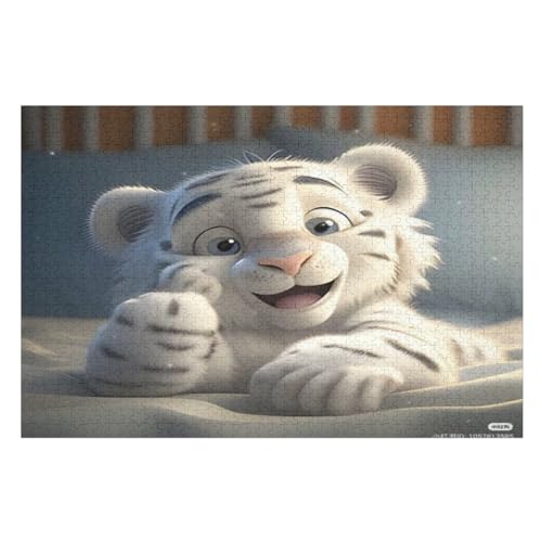 Tiger Puzzles 1000 Teile Erwachsener Kniffel Spaß Für Die Ganze Familie, Holzpuzzle Kinder Erwachsene, Impossible Puzzle Schwer （75×50cm） von PPZYY