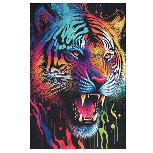 Tiger Puzzles 1000 Teile Erwachsener Kniffel Spaß Für Die Ganze Familie, Holzpuzzle Kinder Erwachsene, Impossible Puzzle Schwer （78×53cm） von PPZYY