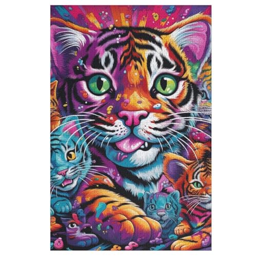 Tiger Puzzles 1000 Teile Erwachsener Kniffel Spaß Für Die Ganze Familie, Holzpuzzle Kinder Erwachsene, Impossible Puzzle Schwer （78×53cm） von PPZYY