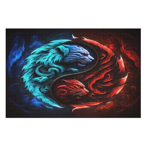 Tiger-Puzzlespiel Aus Holz, 1000 Puzzleteile, Puzzle Für Teenager Und Erwachsene, Kreatives Spielzeug, Puzzles, （75×50cm） von PPZYY
