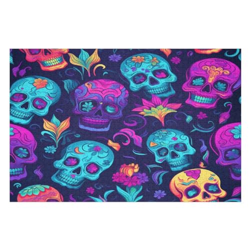 Totenkopf 1000 Teile Premium-Puzzles Für Erwachsene Kinder- Holzpuzzles Spaß Und Lernspiele - Perfekte Puzzle-Geschenke （75×50cm） von PPZYY