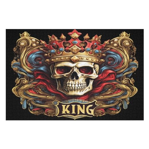 Totenkopf Holzpuzzle 1000 Teile, Knobelspiele Für Erwachsene, Teenager, Puzzles Unmögliche - Kinder Puzzle Zimmer Deko （75×50cm） von PPZYY