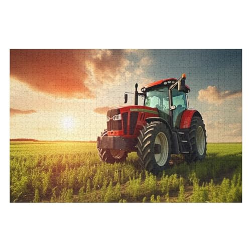 Traktor Holzpuzzle 1000 Teile Klassische Puzzles Erwachsene Kinder Puzzle DIY Kit Holzspielzeug Einzigartiges Geschenk （75×50cm） von PPZYY