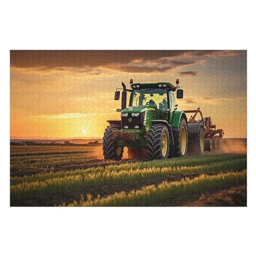 Traktor -Puzzle, 1000 Teile,Holzpuzzle Für Erwachsene Kinder, Lustiges Spielzeug, Denkspiel, Bildungsspiel, （75×50cm） von PPZYY