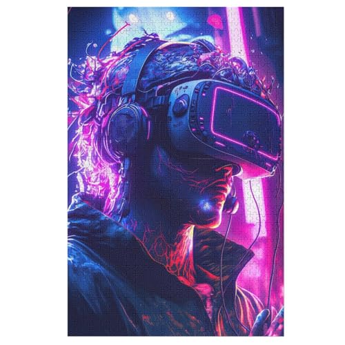 VR-Spiele – Puzzle 1000 Teile, Holzpuzzle, Herausforderndes Geschicklichkeitsspiel Für Die Ganze Familie, Kinder Erwachsenenpuzzle Ab 12 Jahren （78×53cm） von PPZYY