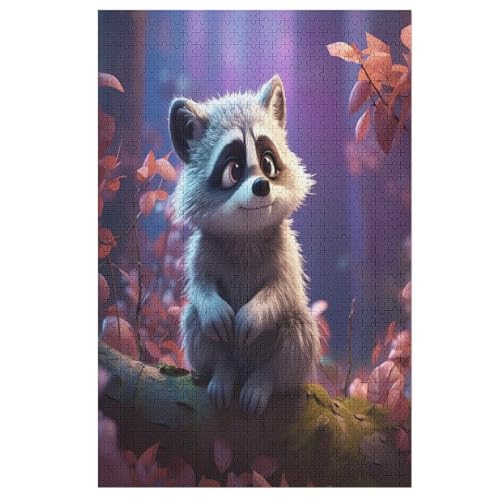 Waschbär Puzzle Für Erwachsene 1000 Teile Premium Recyceltes Brett Zum Lernen, Lernspielzeug, Familienspiele Kinder Holzpuzzle （78×53cm） von PPZYY