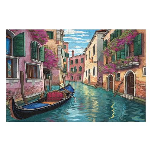 Wasserstadt Venedig -Puzzle, 1000 Teile,Holzpuzzle Für Erwachsene Kinder, Lustiges Spielzeug, Denkspiel, Bildungsspiel, （75×50cm） von PPZYY