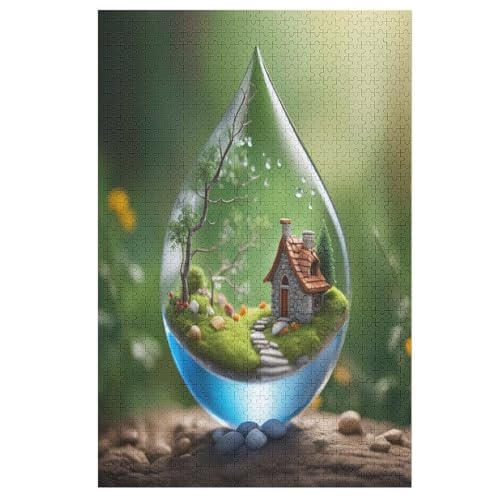 Wassertropfen -Puzzle, 1000 Teile,Holzpuzzle Für Erwachsene Kinder, Lustiges Spielzeug, Denkspiel, Bildungsspiel, （78×53cm） von PPZYY