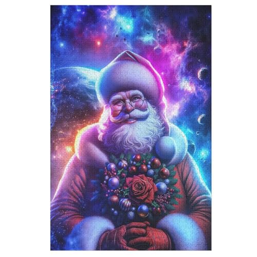 Weihnachtsmann -Puzzle, 1000 Teile,Holzpuzzle Für Erwachsene Kinder, Lustiges Spielzeug, Denkspiel, Bildungsspiel, （78×53cm） von PPZYY