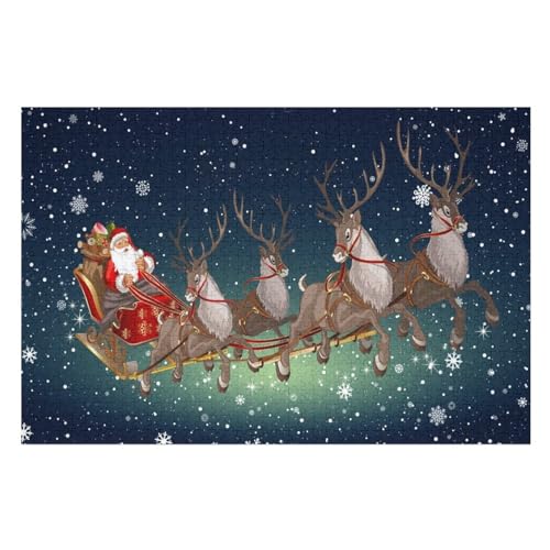 Weihnachtsmann Puzzles 1000 Teile Erwachsener Kniffel Spaß Für Die Ganze Familie, Holzpuzzle Kinder Erwachsene, Impossible Puzzle Schwer （75×50cm） von PPZYY