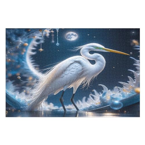 Weißer Kran Puzzle 1000 Teile, Holzpuzzle Für Erwachsene Kinder, Impossible Puzzles, Geschicklichkeitsspiel Für Die Ganze Familie （75×50cm） von PPZYY